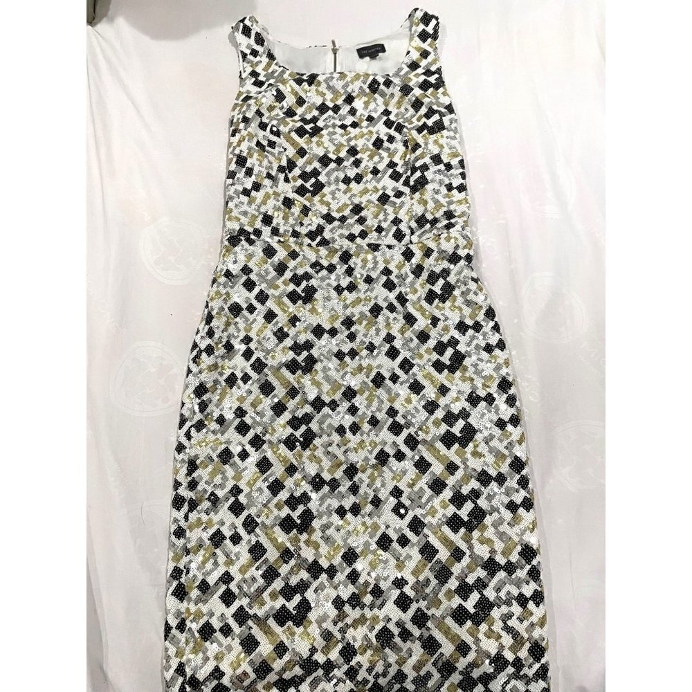 THE LIMITED WOMENS MIDI SEQUIN COCKTAIL PARTY GOLD SLEEVELESS DRESS SIZE 2